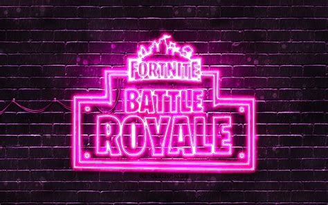4k Free Download Fortnite Battle Royale Purple Logo Purple Brickwall