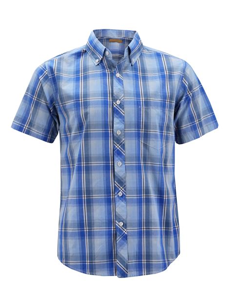 Vkwear Mens Cotton Casual Short Sleeve Classic Collared Plaid Button Up Dress Shirt 11