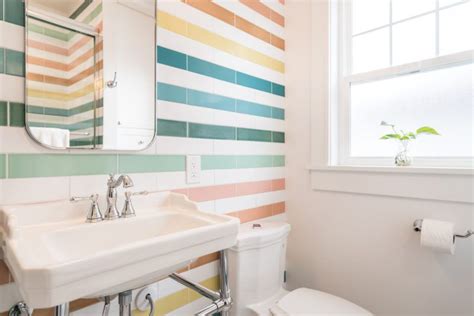 Striped Rainbow Bathroom Tile Fireclay Tile Fireclay Tile Kitchen