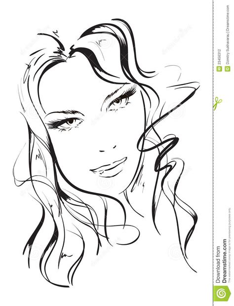 Line art contemporary female portrait, minimalistic fashion woman face with large earrings, continuous line vector illustration. Woman s face stock vector. Illustration of hairstyle ...