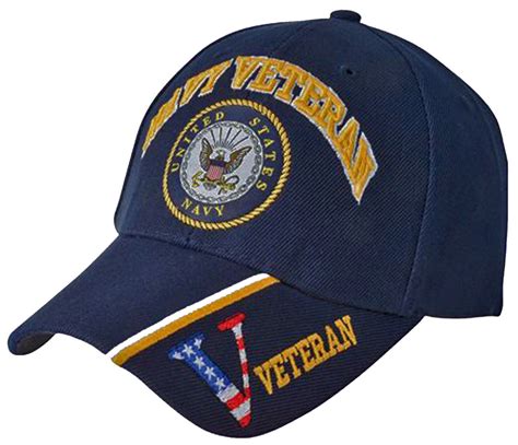 US Navy Veteran Hat Blue Military Baseball Cap with Logo Emblem - Buy ...