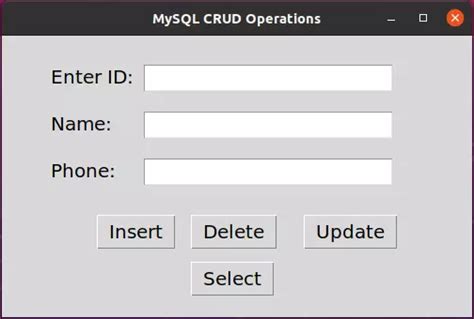 Mysql Crud Operations In Python Using Gui Tkinter