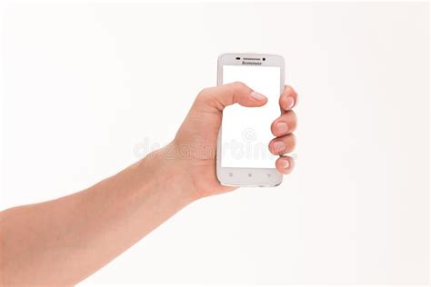 Man S Hand Holding Smart Phone Stock Photo Image Of Object Showing