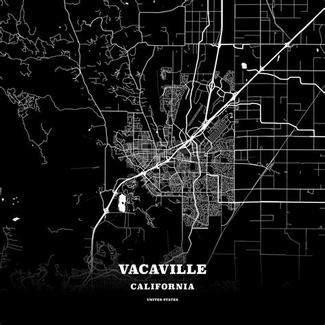 Black Map Poster Template Of Vacaville California United States This Black Map Template Of