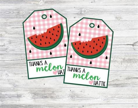 Personalized Thanks A Melon Watermelon Favor Tags Printable Etsy