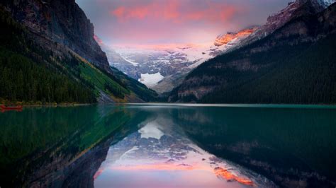 Victoria Glacier Above The Lake Louise Banff National Park Wallpaper