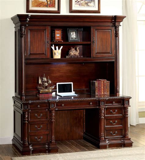 What are the features of a cherry desk? Roosevelt Cherry Credenza Desk with Hutch from Furniture ...