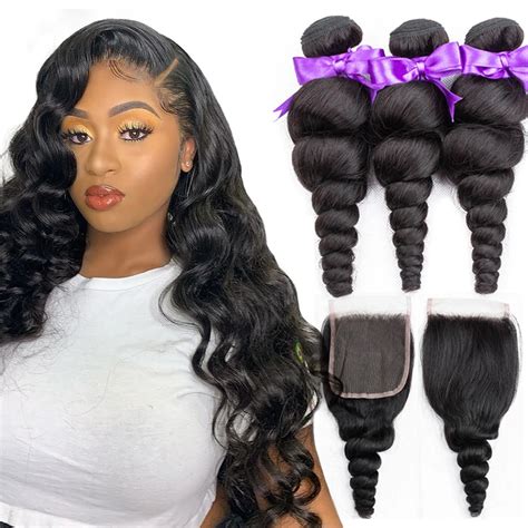 BEAUDIVA Brazilian Loose Wave Bundles With Closure Remy Human Hair Bundles With Closure Free