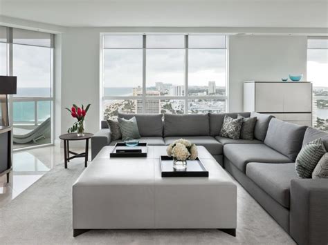 Contemporary Gray And White Living Room With A View Hgtv