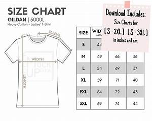 Gildan 5000l Ladies T Shirt Size Chart Inches Cm Digital Etsy