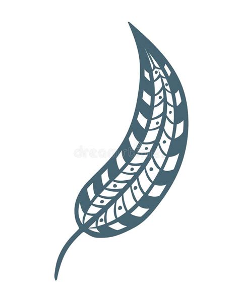 Curved Painted Bird Feather Sketch Vector Illustration Stock Vector