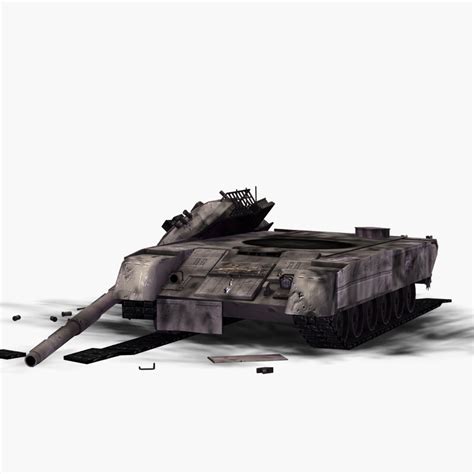 3d Wrecked T80 Battle Tank