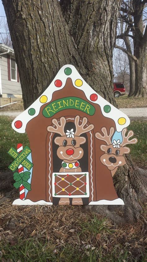 Gingerbread Reindeer Stable Christmas Yard Lawn Art Ornament Etsy