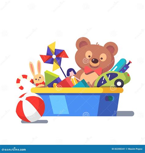 Kids Toy Box Full Of Toys Stock Vector Illustration Of Collection