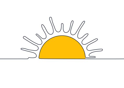 Sun One Black Continuous Line Sunset And Sunrise Outline One Line