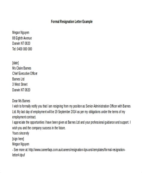 Free 10 Sample Letter Of Resignation Examples In Ms Word Pdf