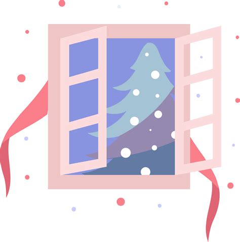 Hand Drawn Christmas Window In Flat Style 27119498 Png