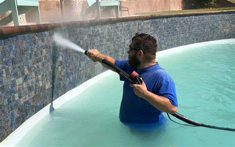 You can purchase a pressure washer from your local hardware store. Pool Tile & Surface Cleaning with Dustless Blasting ...