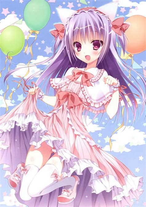 1280x1816 Anime Girls Cat Ears Balloons Wallpaper Coolwallpapersme