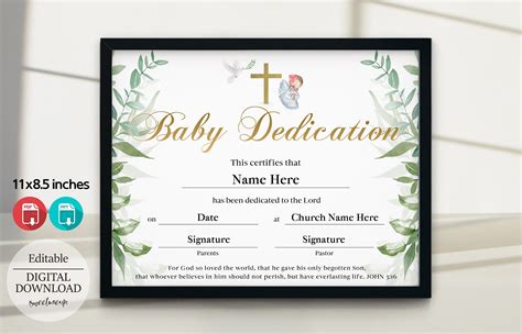 Baby Girl Dedication Certificate 11x85 Baby Dedication Etsy Uk