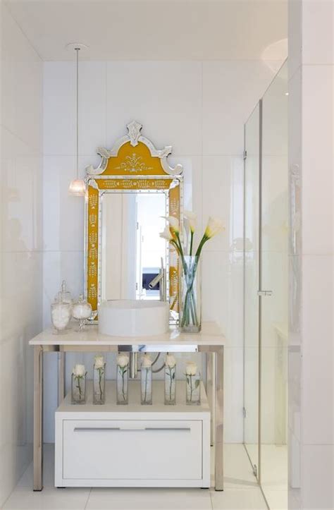 Bathroom amusing com interdesign microfiber stripz shower. Yellow Vanity Mirror - Contemporary - bathroom - Philippe ...