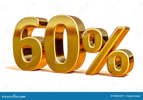 3d Gold 60 Sixty Percent Discount Sign Stock Image Image Of Copper