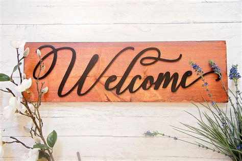 Welcome Sign Wall Decor Rustic Wood Sign Farmhouse Sign Etsy