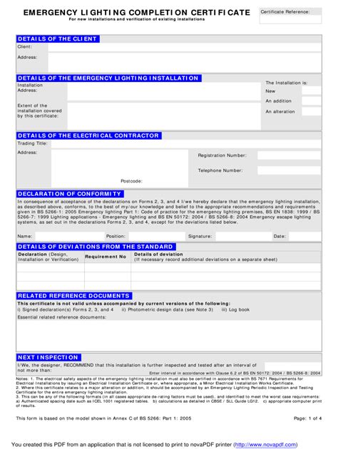 Emergency Lighting Certificate Download 2005 2024 Form Fill Out And
