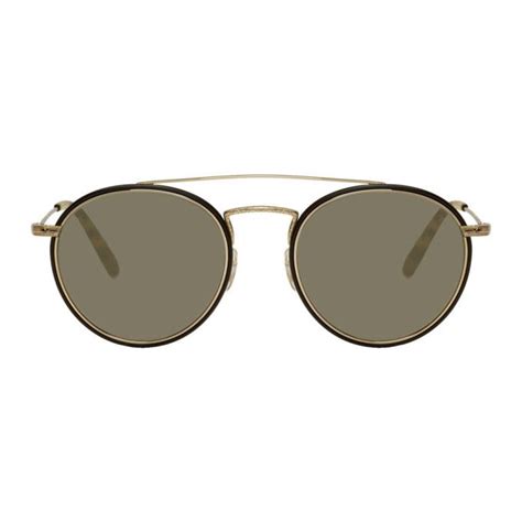 Oliver Peoples Gold Ellice Sunglasses In Goldblack Modesens Oliver