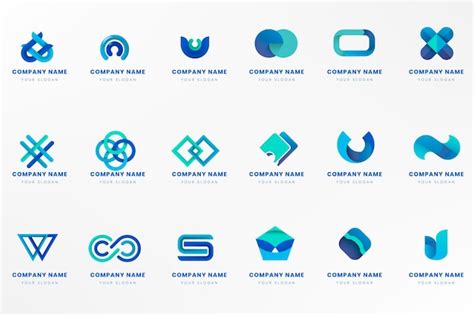 Free Vector Blue Logo Branding Design Set