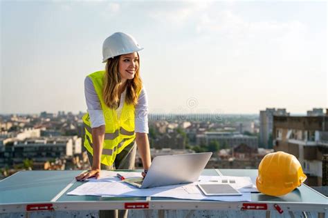 Construction Concept Of Engineer Or Architect Woman Working At