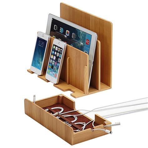 100 Bamboo Wood Multi Device Charging Station Phone Stand