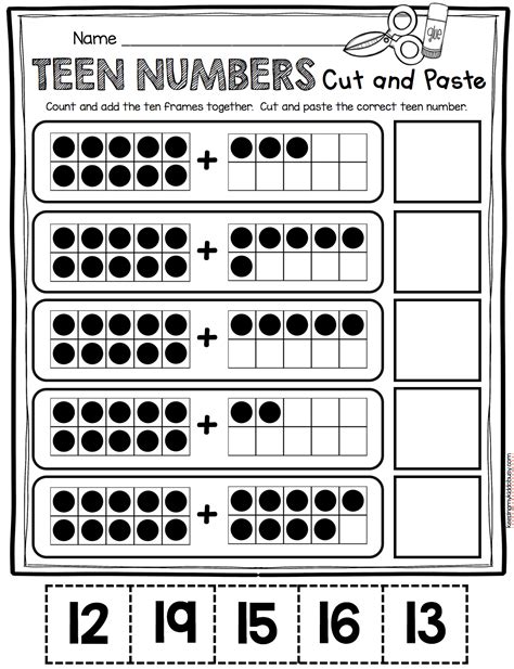 Teen Numbers Kindergarten Worksheet
