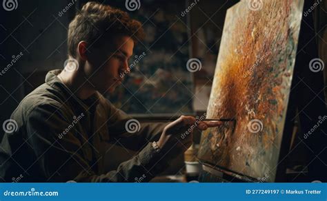 An Artist Painting a Canvas in Their Studio Created with Generative AI