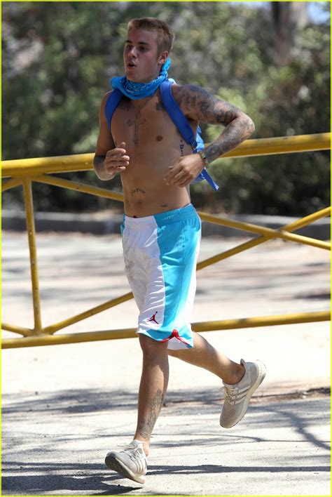 Photo Justin Bieber Goes On A Shirtless Solo Hike Photo Just Jared