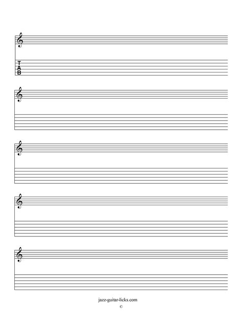 Printable blank staves and tabs - Free music sheet | Blank sheet music ...