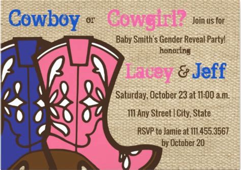 Cowboy Or Cowgirl Gender Reveal Invite Click Through To Find Matching