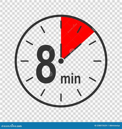 Clock Icon With 8 Minute Time Interval Countdown Timer Or Stopwatch