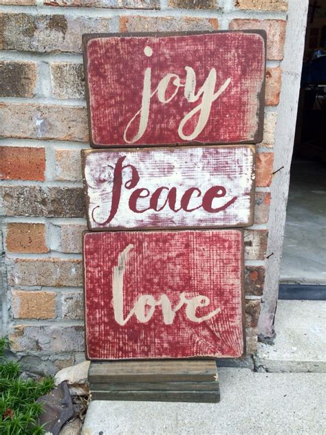 Peace Love Joy Holiday Christmas Wood Signs At Words Matter Custom