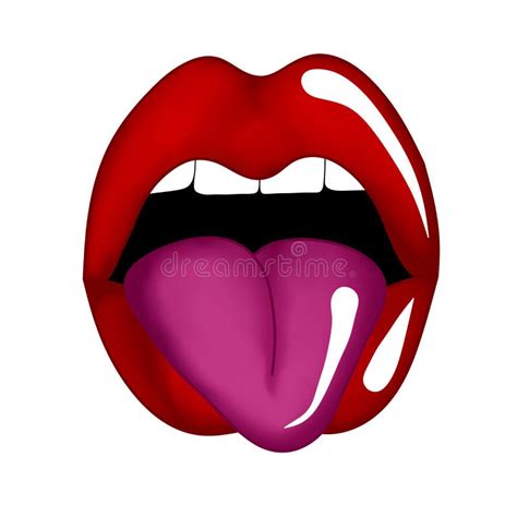 Funny Illustration Of Open Mouth Sticking Out Tongue Isolated On White