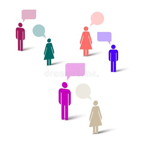 People With Speech Bubbles Stick Figure Simple Icons Vector