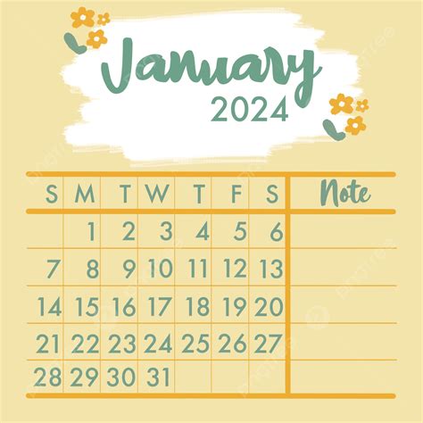 January Calendar 2024 Template Download On Pngtree