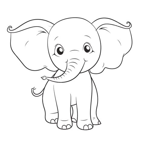 Dibujo De Lindo Bebé Elefante Para Colorear Página Vector Ilustración