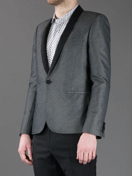 Saint Laurent Jacquard Print Dinner Jacket In Gray For Men Grey Lyst