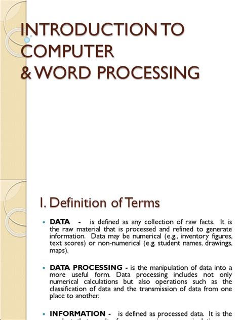 Introduction To Computer And Word Processing Pdf Computer Hardware
