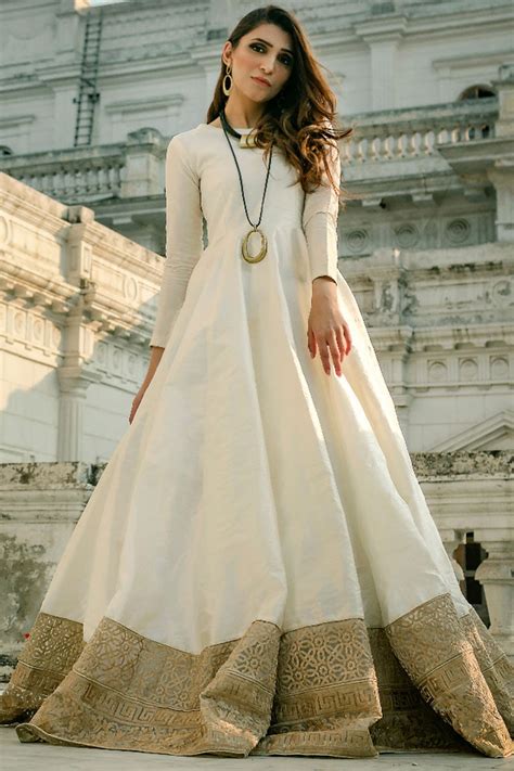 Buy Long White Silk Anarkali Suit With Churidar Lstv115400