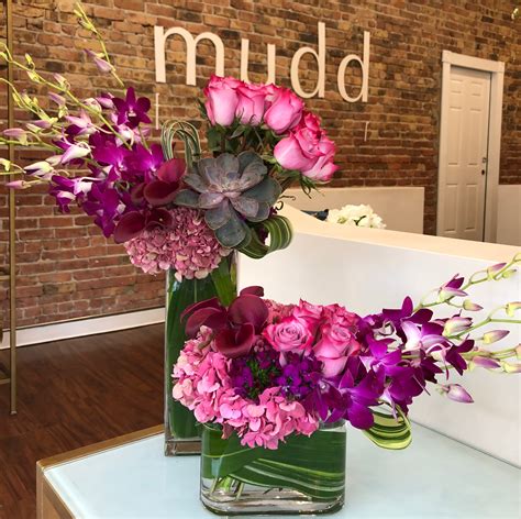 Signature Duo Of Purple Flowers By Mudd Fleur