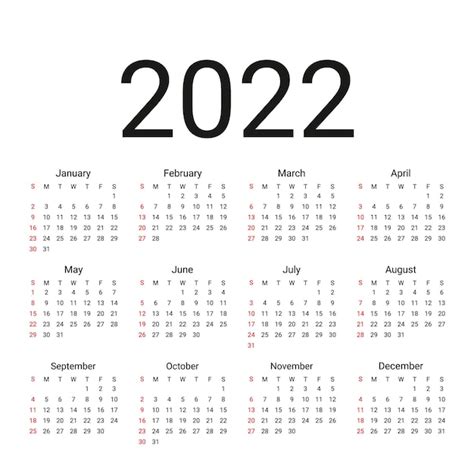 Calendario 2022 La Semana Comienza El Domingo Diseño De Calendario