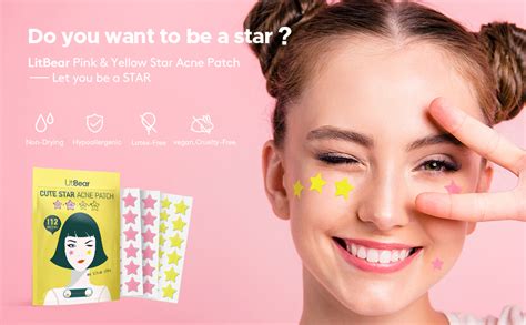 Litbear Acne Pimple Patches Pink And Yellow Star Shaped Acne