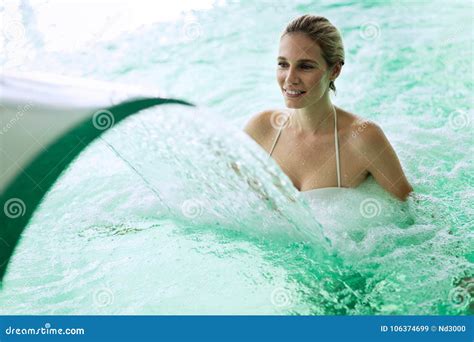 Beautiful Attractive Woman Enjoying Time In Pool Stock Image Image Of Care Resort 106374699